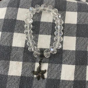 Crystal bracelet with antique finish starfish charm